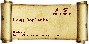 Lővy Boglárka névjegykártya
